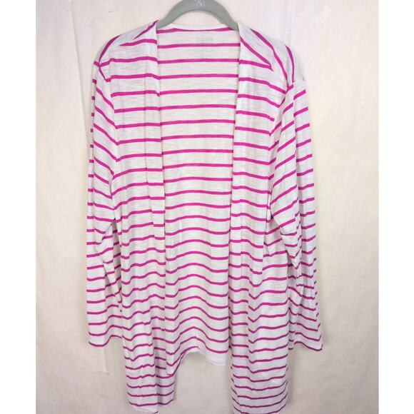 Chico's Sweaters - New Chicos The Ultimate Tee purple white striped open cardigan Size 3/XL Coastal